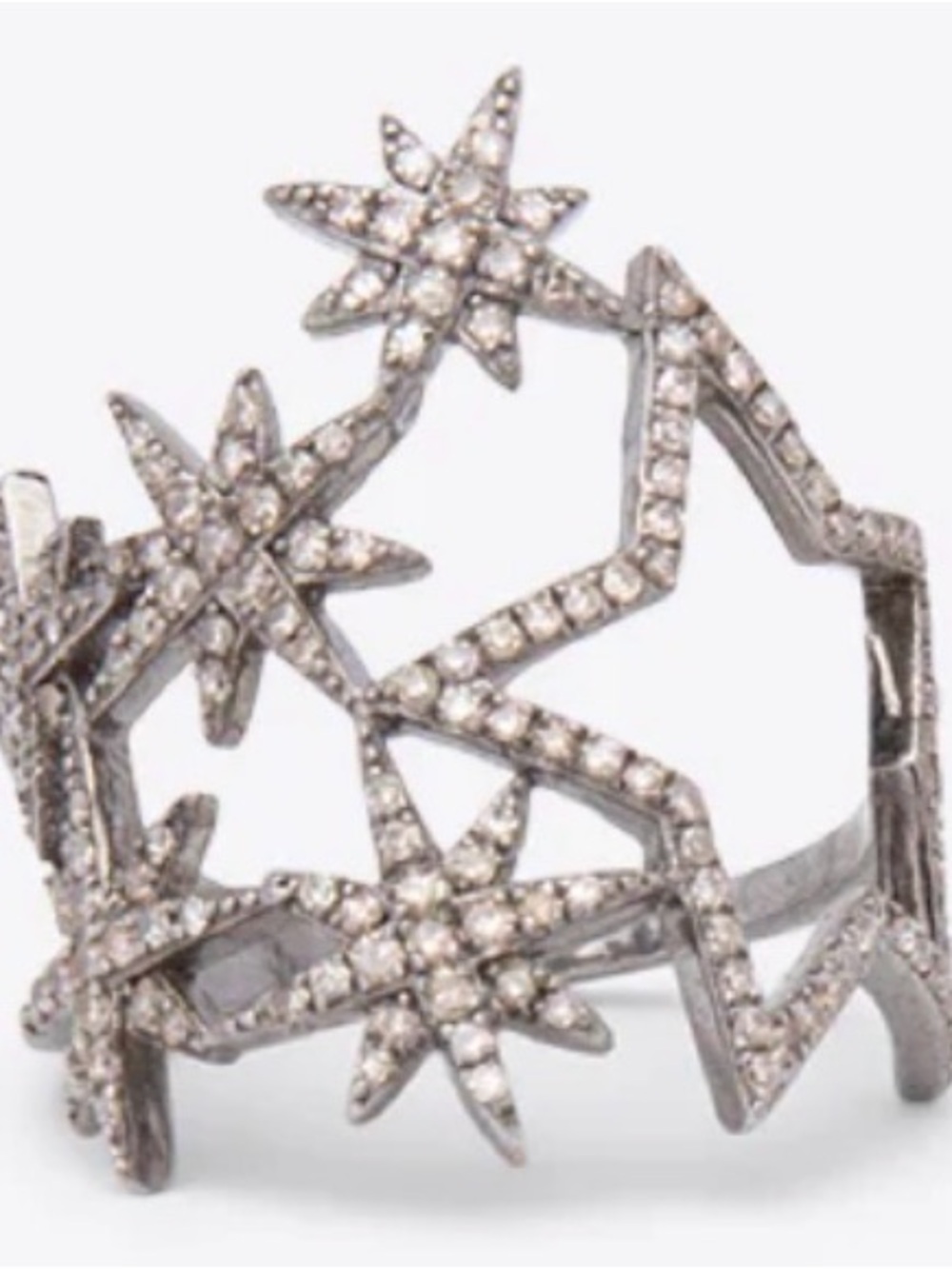 Sterling silver and pave’ diamonds. Beautiful starburst design.